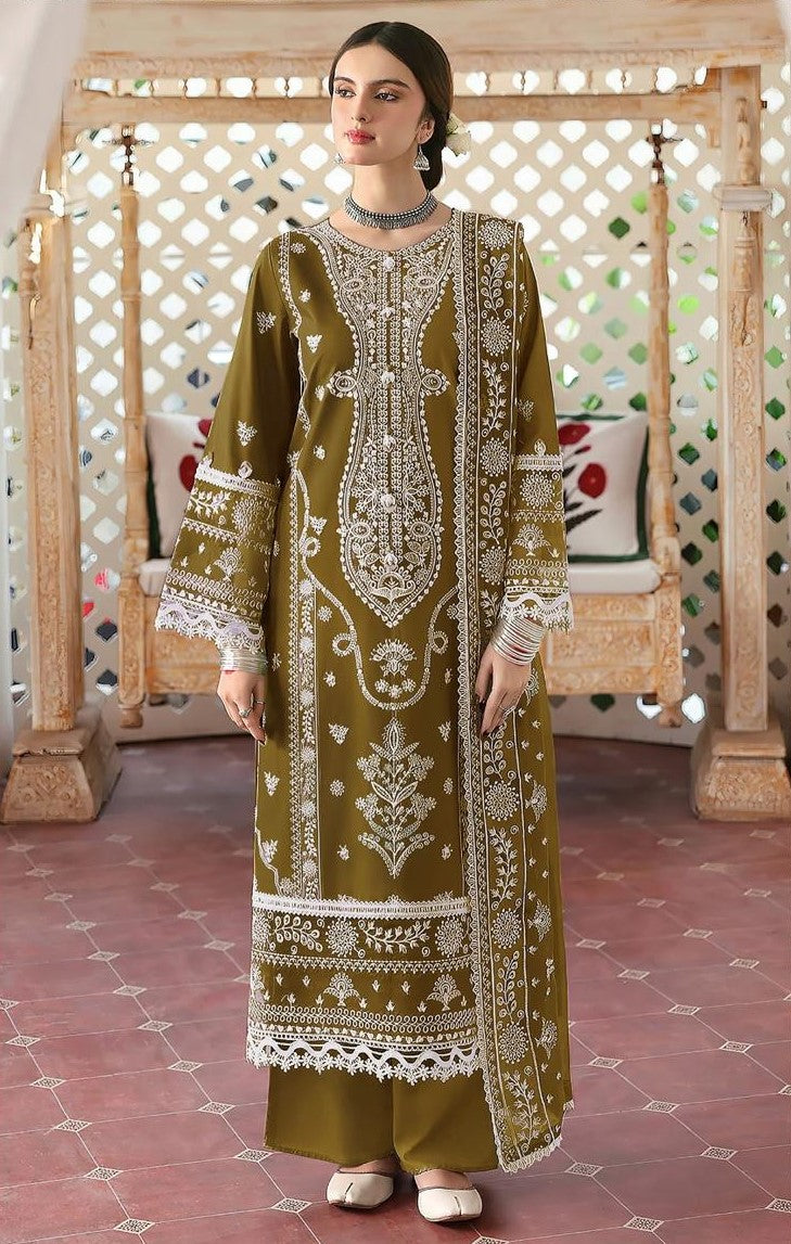 MAHNUR | DHANAK 3 PC FULL HEAVY EMB SUIT WITH HEAVY EMB SHAWL FOR WINTER 2027
