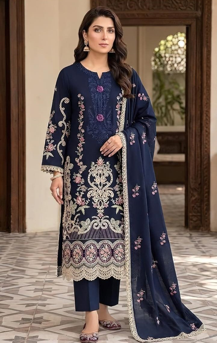 MUSHQ | DHANAK 3 PC FULL HEAVY EMB SUIT WITH HEAVY EMB SHAWL FOR WINTER 2027