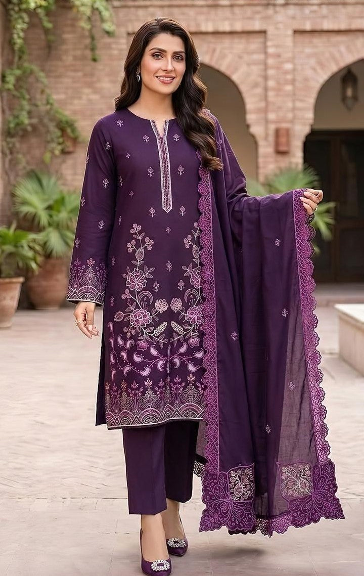 MARIA.B | DHANAK 3 PC FULL HEAVY EMB SUIT WITH HEAVY EMB SHAWL FOR WINTER 2027